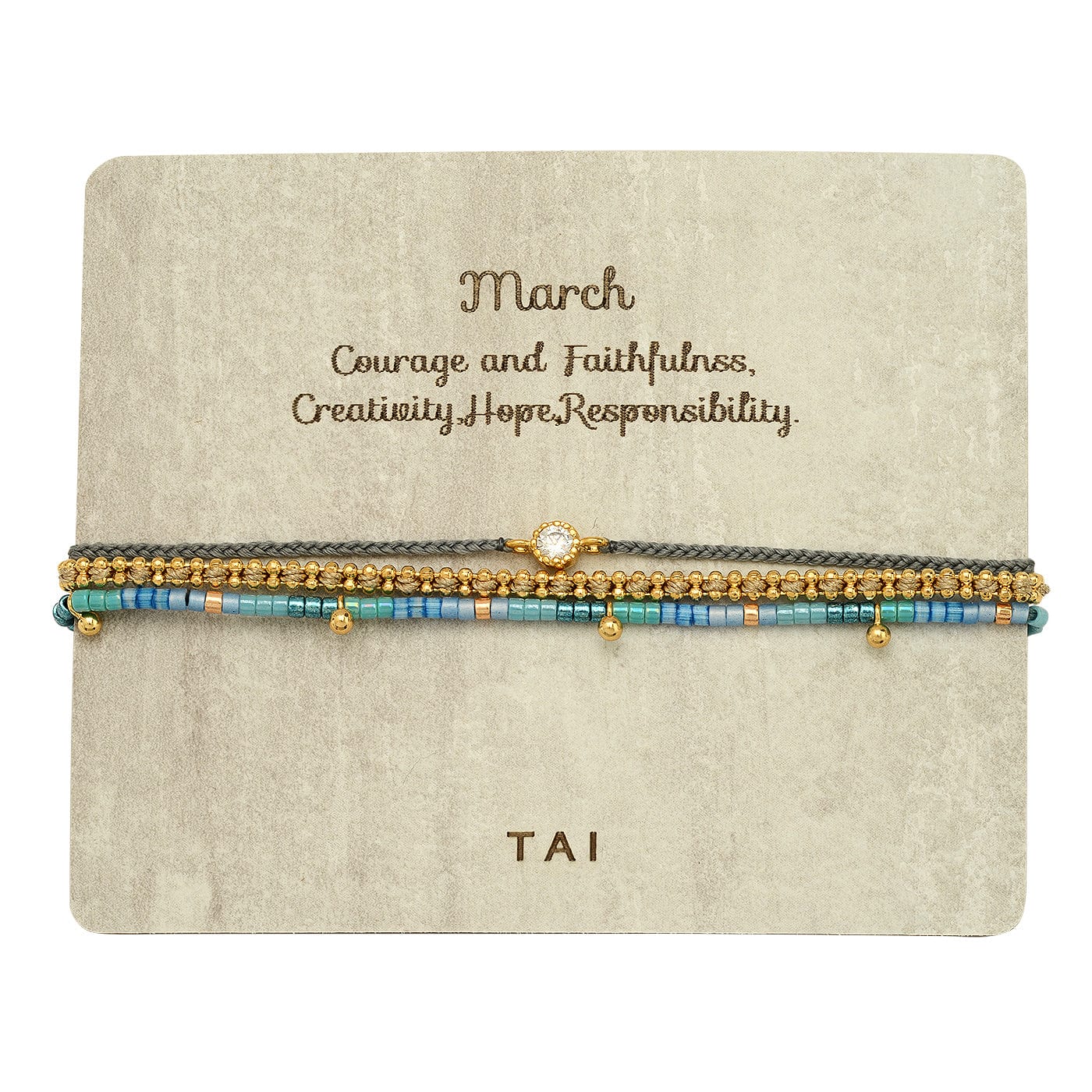 TAI JEWELRY Bracelet Handmade Pull Tie Birthstone Bracelets | Set Of 3