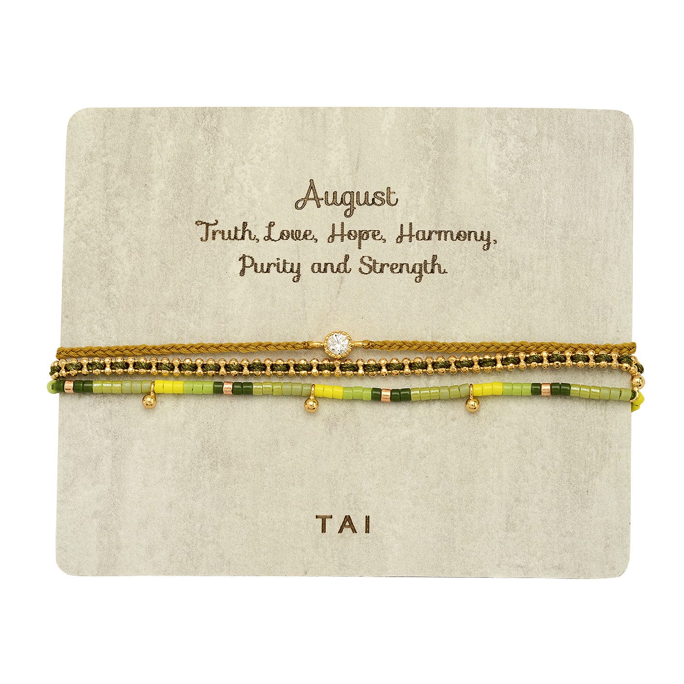 TAI JEWELRY Bracelet Handmade Pull Tie Birthstone Bracelets | Set Of 3