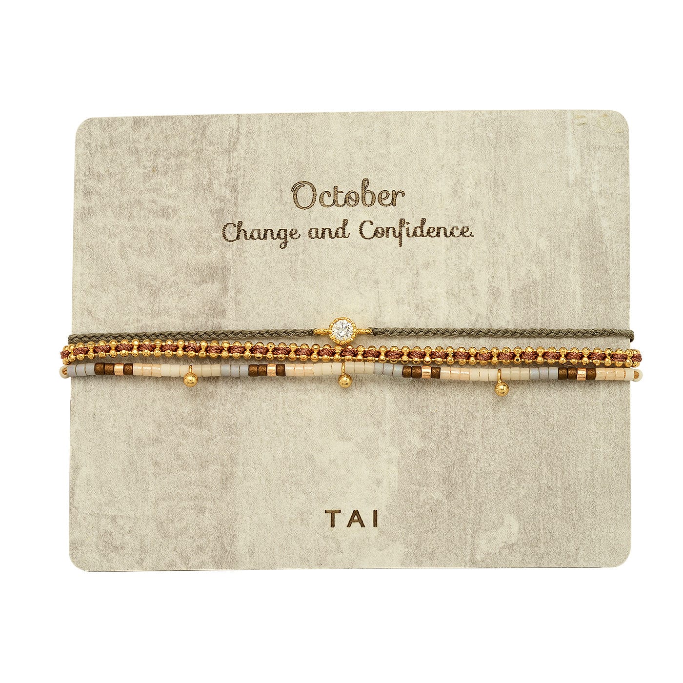 TAI JEWELRY Bracelet Handmade Pull Tie Birthstone Bracelets | Set Of 3