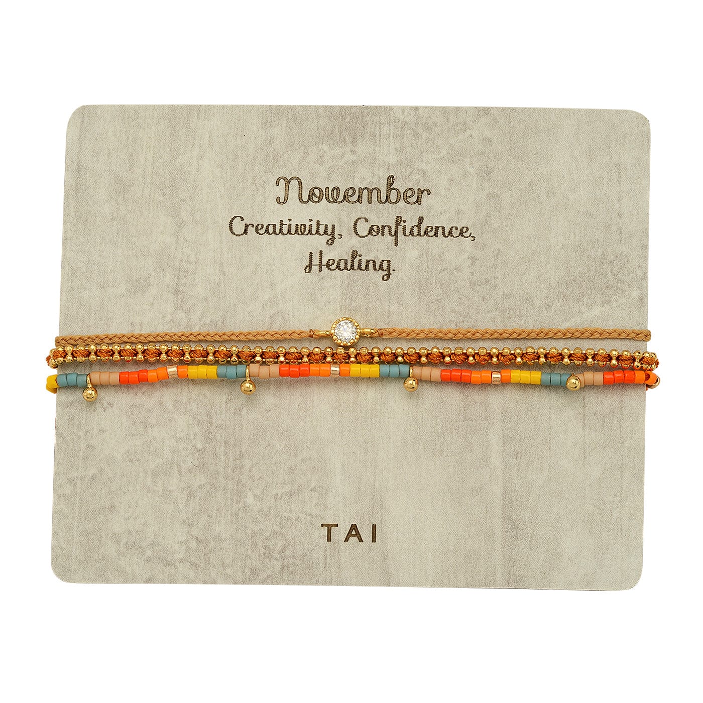 TAI JEWELRY Bracelet Handmade Pull Tie Birthstone Bracelets | Set Of 3