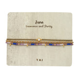 TAI JEWELRY Bracelet June Handmade Pull Tie Birthstone Bracelets | Set Of 3