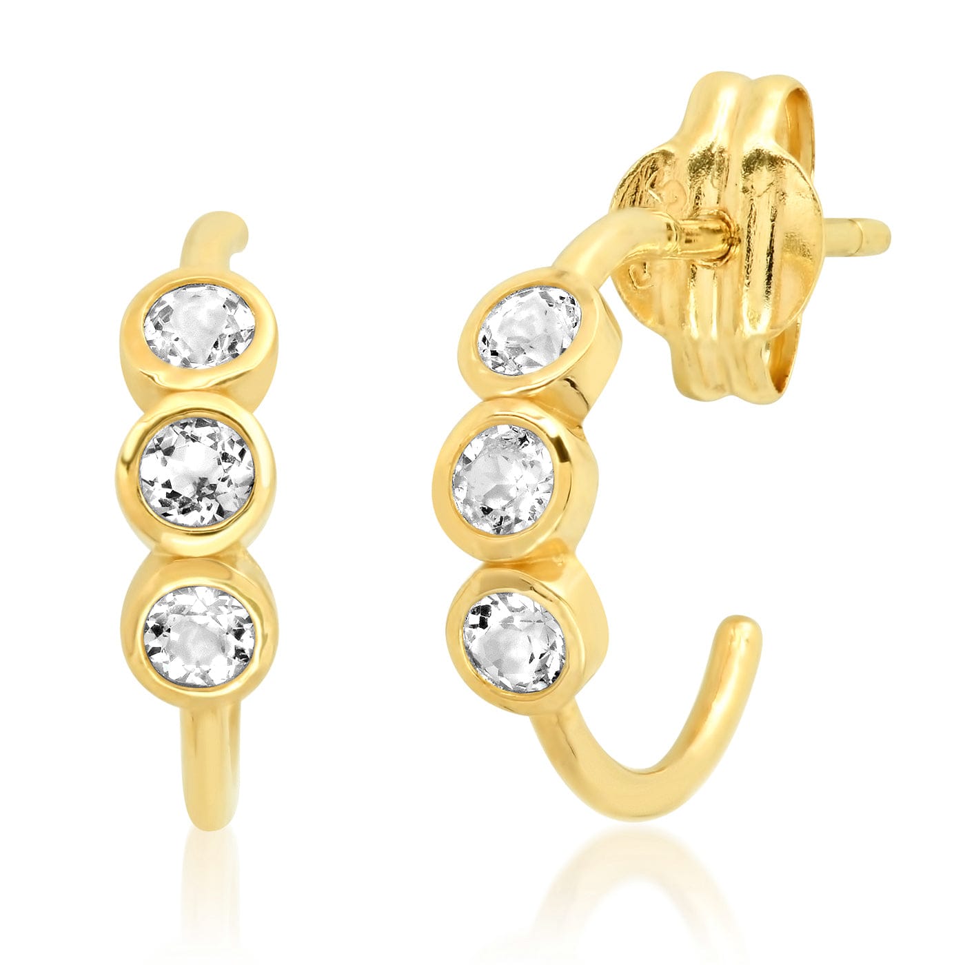 TAI JEWELRY Earrings 14k Gold 14k Topaz Bezel Hoops